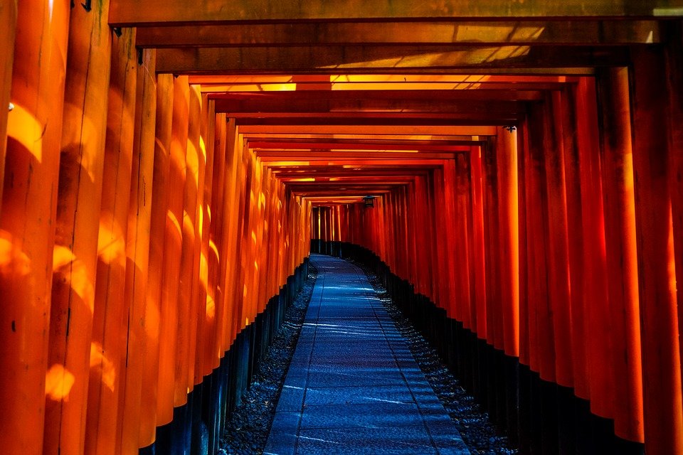 Japan, Temple, Architecture, Tunnel, Hallway, Indoors