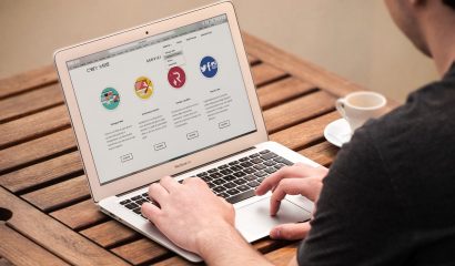 A man visiting a website on a laptop